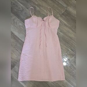 No Boundaries Pink and White Checkered Dress